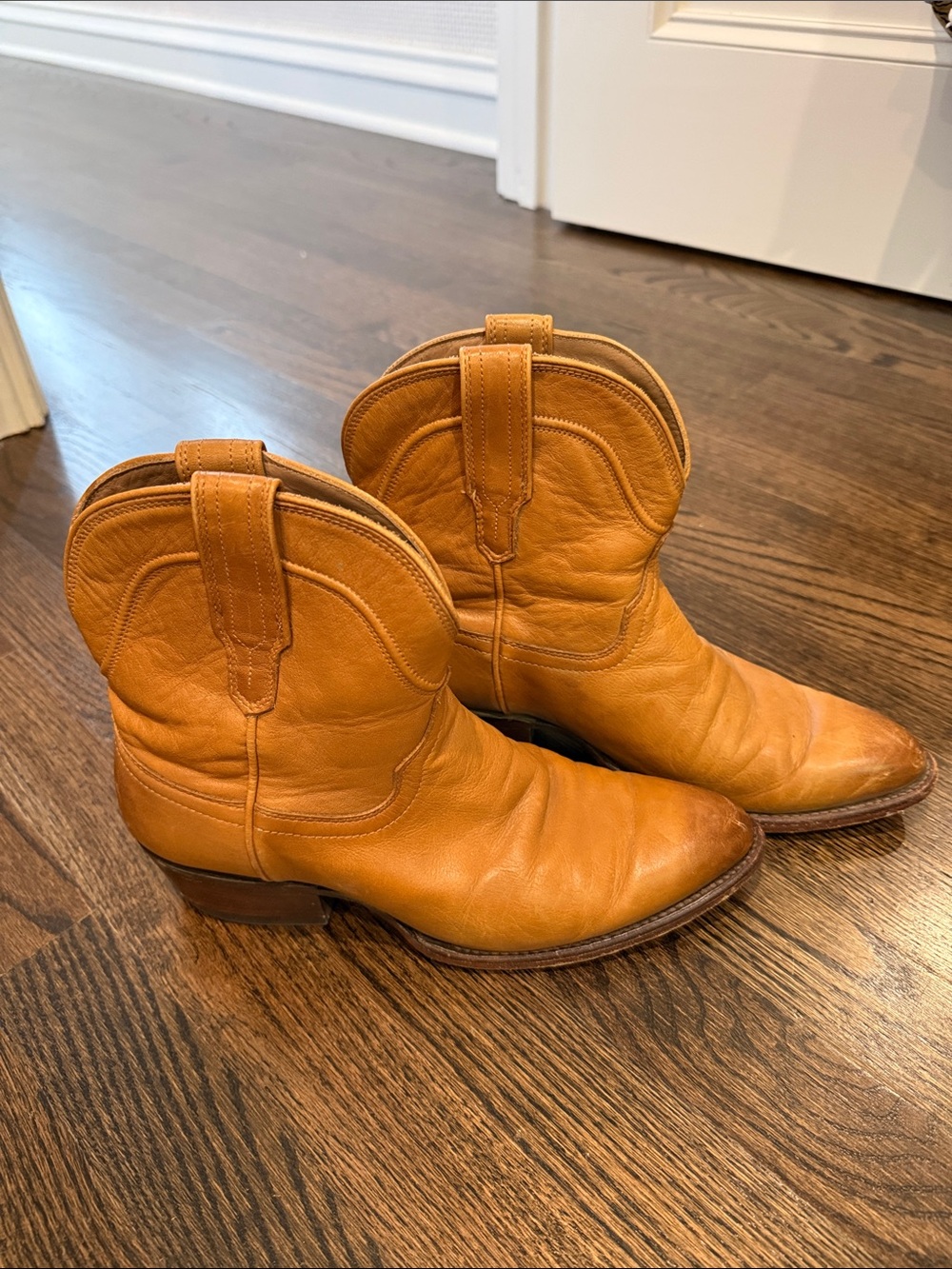 Tecovas Tan Leather Western Ankle Boots